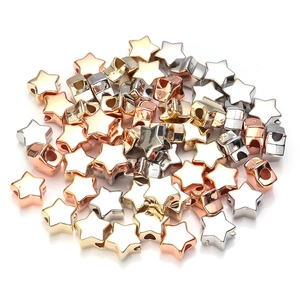 Mix of gold, silver, and rose gold star-shaped CCB beads with holes for DIY jewelry