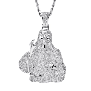 Collier pendentif Jésus hip hop en argent avec micro-pavé de cristaux zircons
