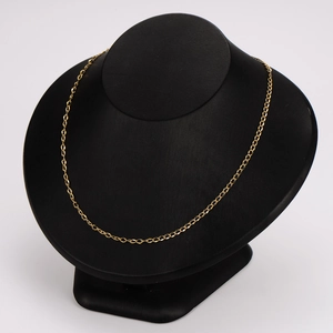 Hip hop gold plated cuban link chain necklace displayed on a black mannequin bust