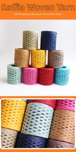 Detail of colorful raffia paper ribbons showing woven textures for DIY gift wrapping
