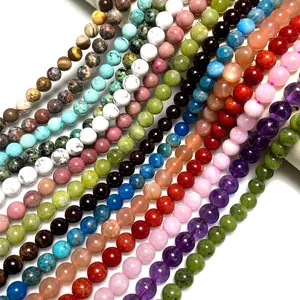 Natural Stone Round Beads Loose Gemstone Amethyst Agate Quartz For DIY Jewelry Making Bracelet Necklace Crafting Supplies