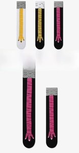 Detail of creative chicken claw pattern over-the-knee socks in three colors and two lengths