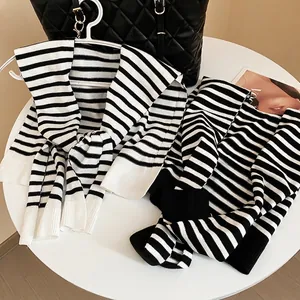 Striped Knitted Shawl Scarf French Simple Decorative Shoulder Wrap Soft Warm Autumn Winter Neck Wear For Women