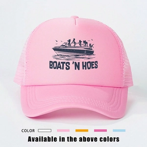 Gorra Trucker Rejilla Estampado Boats 'N Hoes Poliéster Transpirable Ajustable Gorra De Béisbol Protección Solar