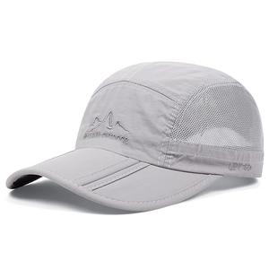 UPF 50+ quick-dry outdoor baseball cap with mountain embroidery and foldable brim