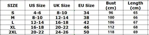Tabla de tallas detallada para chaqueta blazer de mujer con medidas de US UK y EU