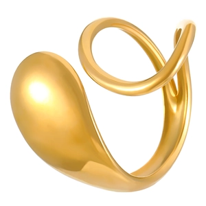 Minimalist 18K gold plated stainless steel irregular fluid ring with mirror finish