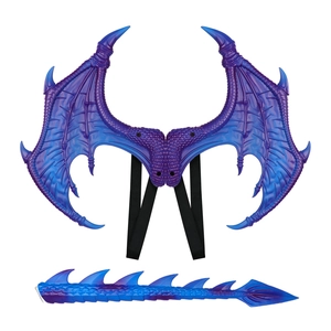 Kids' purple dragon wings and tail set for Halloween cosplay with scale textures