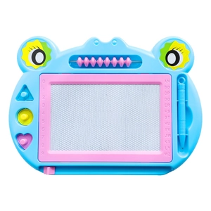 Frog-shaped magnetic drawing board with stylus, stamps and colorful abacus for kids