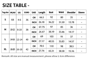 Detailed size guide table for sleeveless round neck top with waist cinching measurements