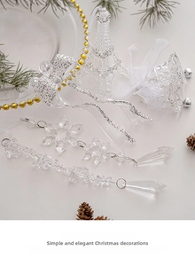 Clear acrylic Christmas ornaments set with snowflake and icicle pendants for holiday decor