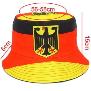 Detailed size specifications for the German flag bucket hat with eagle emblem print