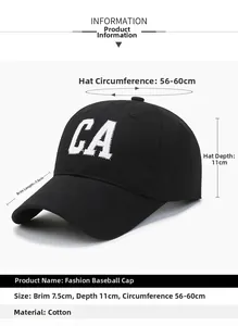 Spécifications détaillées de la casquette de baseball en coton avec broderie CA