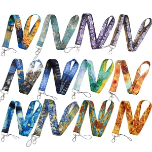 Neck Lanyard Polyester Art Painting Masterpiece Style With Metal Lobster Clasp For ID Badge Holder Mobile Phone Keychain