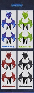 Detail view of the four-color ultra-light dragon cosplay wings and mask sets for children
