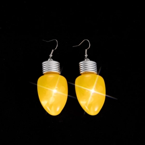 Boucles d'oreilles ampoule LED jaune avec effet d'étoile scintillante pour Noël