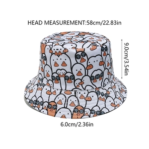 Dimensions détaillées du chapeau bob à motifs de canards avec tour de tête de 58cm