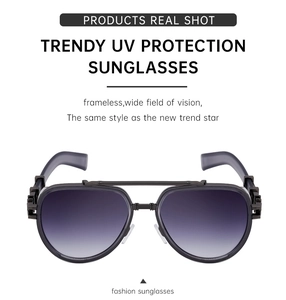 Detail view of double bridge pilot sunglasses with UV protection and gradient lenses