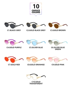 Collection of steampunk oval sunglasses in ten stylish colors with lightning temple detail