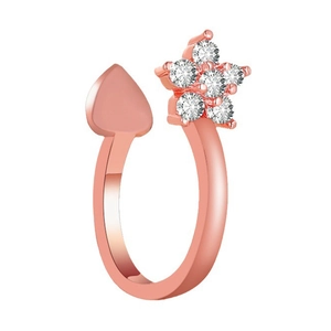 Minimalist rose gold open star and heart ring with sparkling zircon embellishments