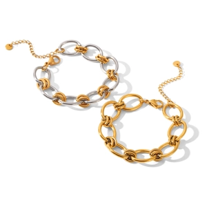 Bracelets à gros maillons en acier inoxydable doré et bicolore de style luxe moderne