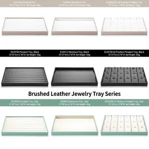 Brushed PU Leather Jewelry Display Organizer For Rings Necklaces Bracelets Pendants Showcase Storage Holders