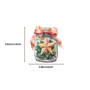 Détail montrant les dimensions de l'autocollant bocal de Noël avec 5,62cm de hauteur