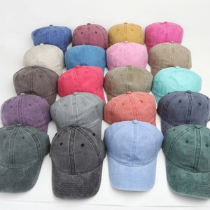 Multi-color collection of washed cotton baseball caps with a vintage distressed finish