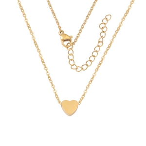 Detail of gold heart pendant necklace with adjustable chain and lobster clasp