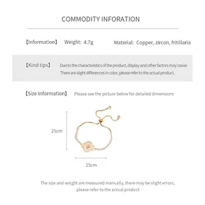 Spécifications du bracelet en plaqué or 18k avec détails des matériaux et dimensions