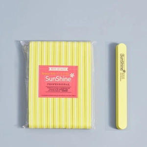 Washable yellow 100/180 grit double-sided sponge nail file for manicure polishing