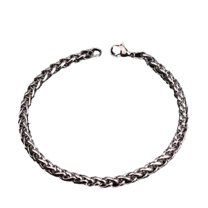 Polished stainless steel basket weave chain bracelet with secure lobster clasp closure