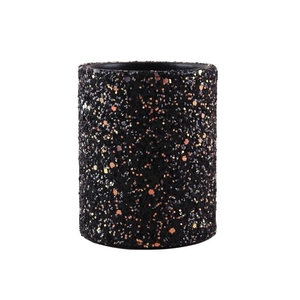 Sparkling black and gold glitter makeup brush holder for vanity table and cosmetics storage