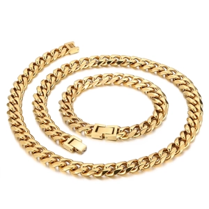 Cuban Link Chain Necklace 316L Stainless Steel Hip Hop Rock Bold Punk Heavy Jewelry For Men Fold Over Clasp Geometric