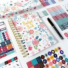 Set de planificador de presupuesto floral con libreta pegatinas y bolígrafo de regalo