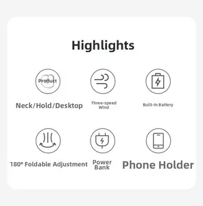 Portable USB fan with 180 degree folding feature, power bank mode and phone stand