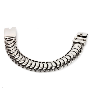 Polished silver stainless steel dragon bone chain bracelet for men with creative link design
