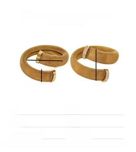 Detailed dimension guide showing width and inner diameter of 18K gold plated steel bangles