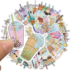50pcs cute bubble tea stickers for scrapbooking and waterproof vinyl boba tea decals