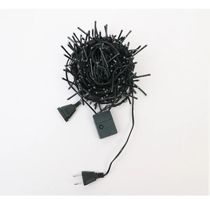 Detail of warm white LED string lights with 8-mode controller and EU plug for decoration
