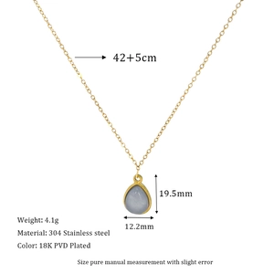 Detailed size chart for 18K gold plated stainless steel necklace with lapis lazuli pendant