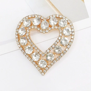 Zinc alloy double hollow heart accessory with rhinestones for phone cases and shoes