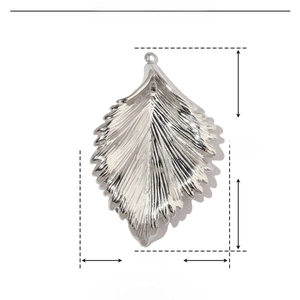 Detailed parameter diagram of a silver stainless steel leaf pendant with size 46mm x 29mm