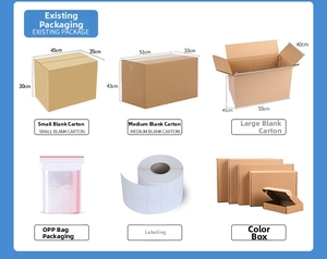 Individuelle Verpackungsoptionen wie leere Kartons, OPP-Beutel, Etiketten und Farbschachteln.