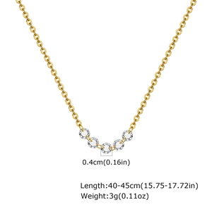 Detail showing the 40-45cm adjustable chain and five sparkling clear cubic zirconia stones