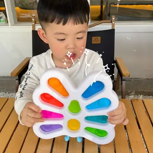 Detail of butterfly-shaped toy with numbered silicone bubbles for sensory learning