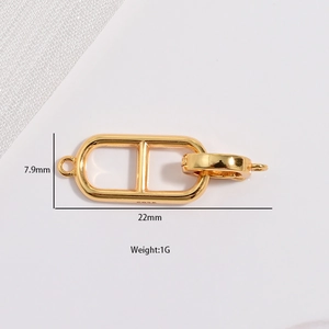 S925 sterling silver pig nose link clasp in gold finish, measuring 22mm for DIY jewelry