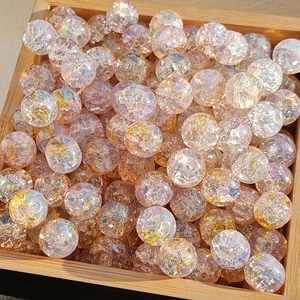 Colorful 8mm and 10mm gold foil glass beads with ice crackle texture for jewelry making
