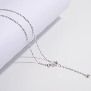 Italian S925 sterling silver olive bead necklace with adjustable heart pendant charm