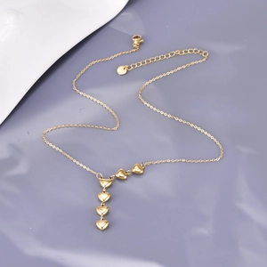 Minimalist 18K gold plated stainless steel necklace with multiple heart pendants